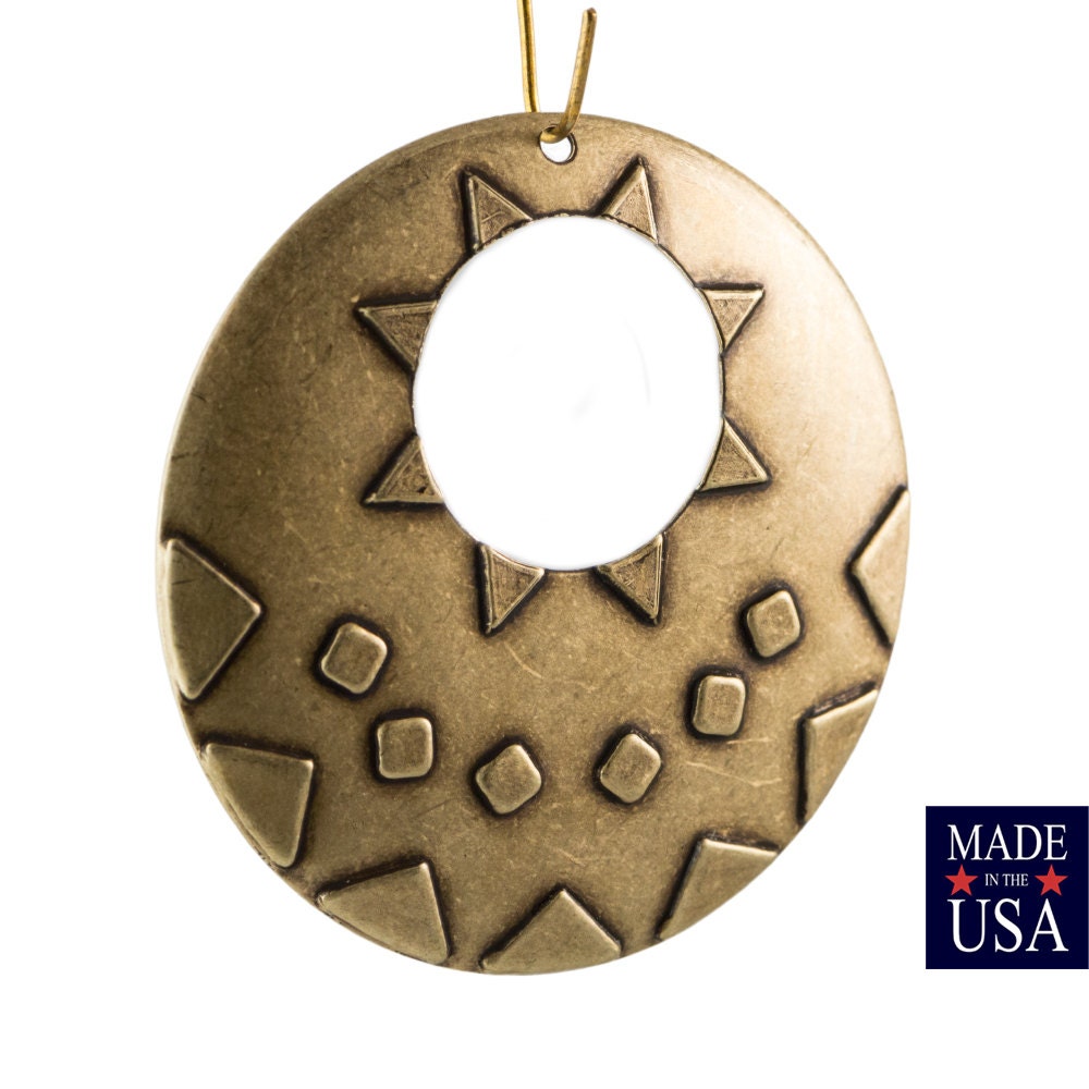 1 Hole Cutout Brass Ox Southwestern Drop / Pendant 48mm (2) mtl487D