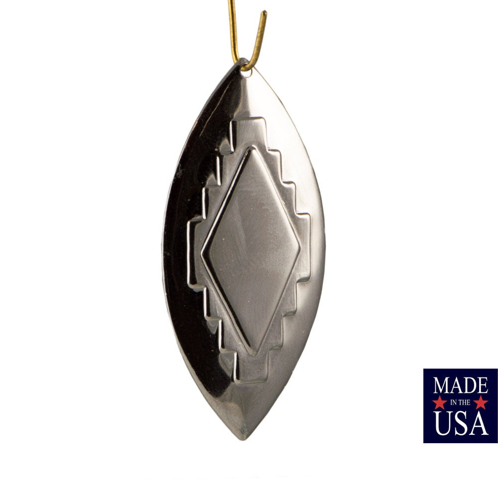 1 Hole Medium Silver Plated Southwestern Drop / Pendant 47x23mm (4) mtl470D