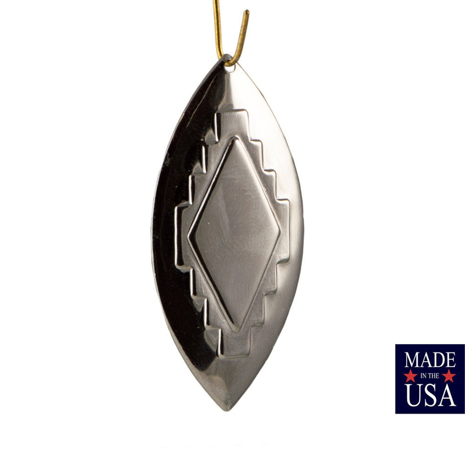 1 Hole Medium Silver Plated Southwestern Drop / Pendant 47x23mm (4) mtl470D