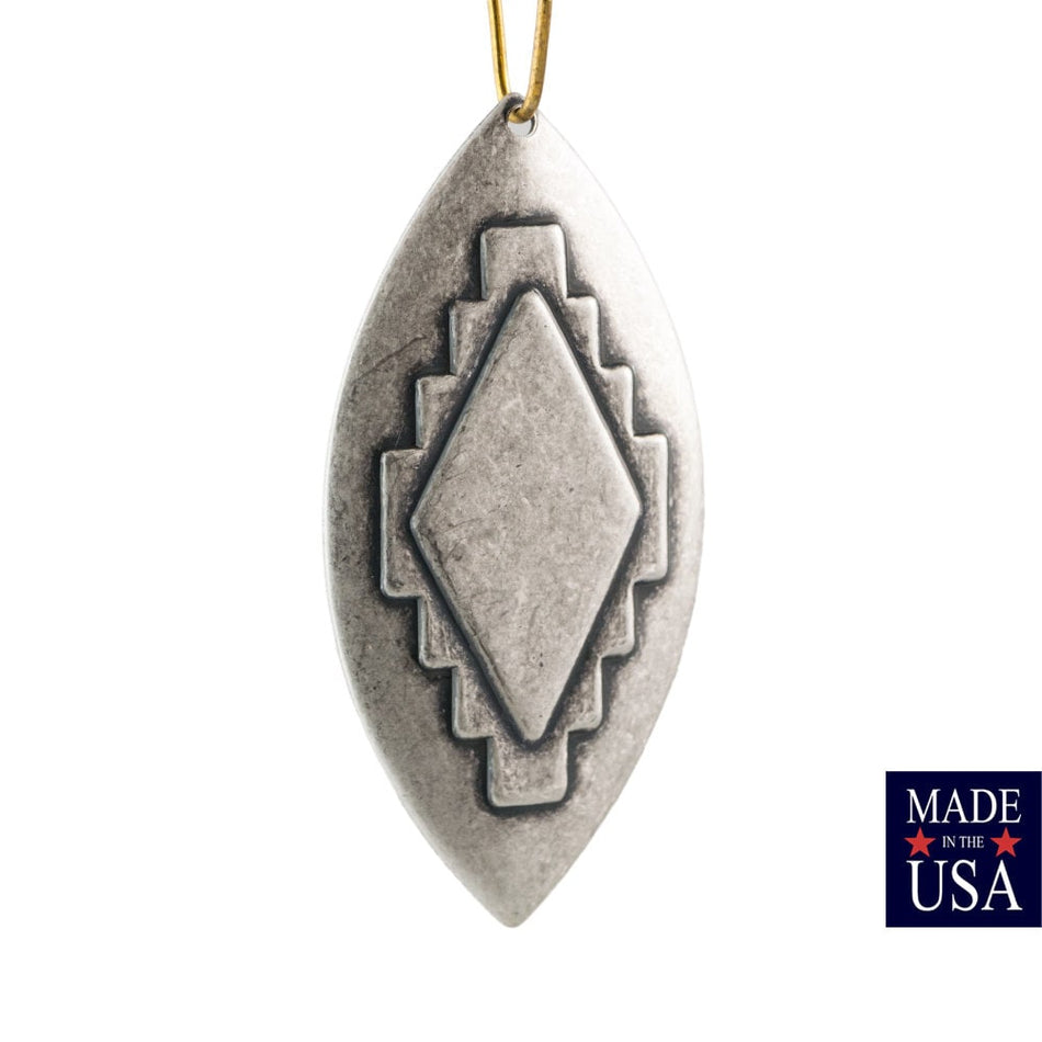 1 Hole Medium Silver Ox Southwestern Drop / Pendant 47x23mm (4) mtl470C