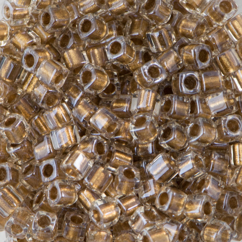 1.8MM MIYUKI CUBE Sparkle Metallic Gold Lined Crystal Seed Bead (8g)
