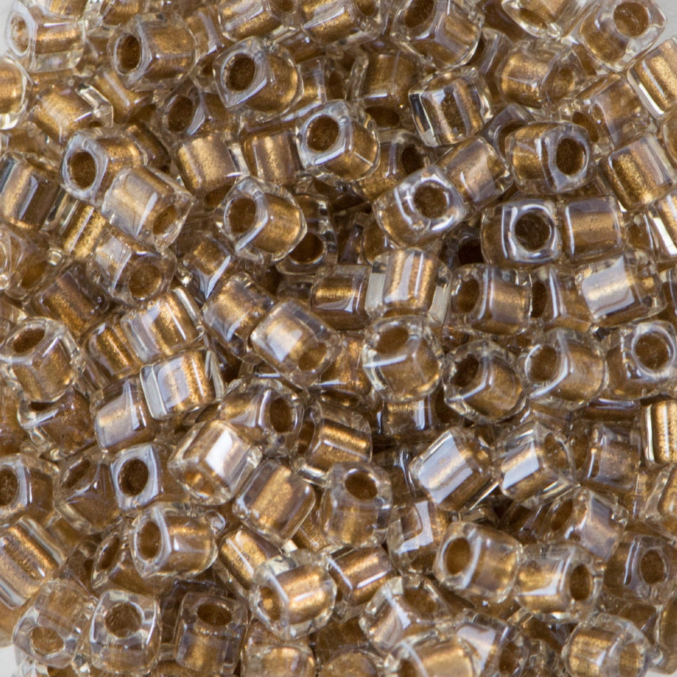 1.8MM MIYUKI CUBE Sparkle Metallic Gold Lined Crystal Seed Bead (8g)