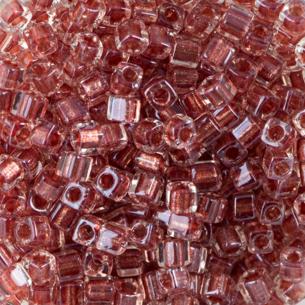 1.8MM MIYUKI CUBE Sparkle Antique Rose Lined Crystal Seed Bead (8g)