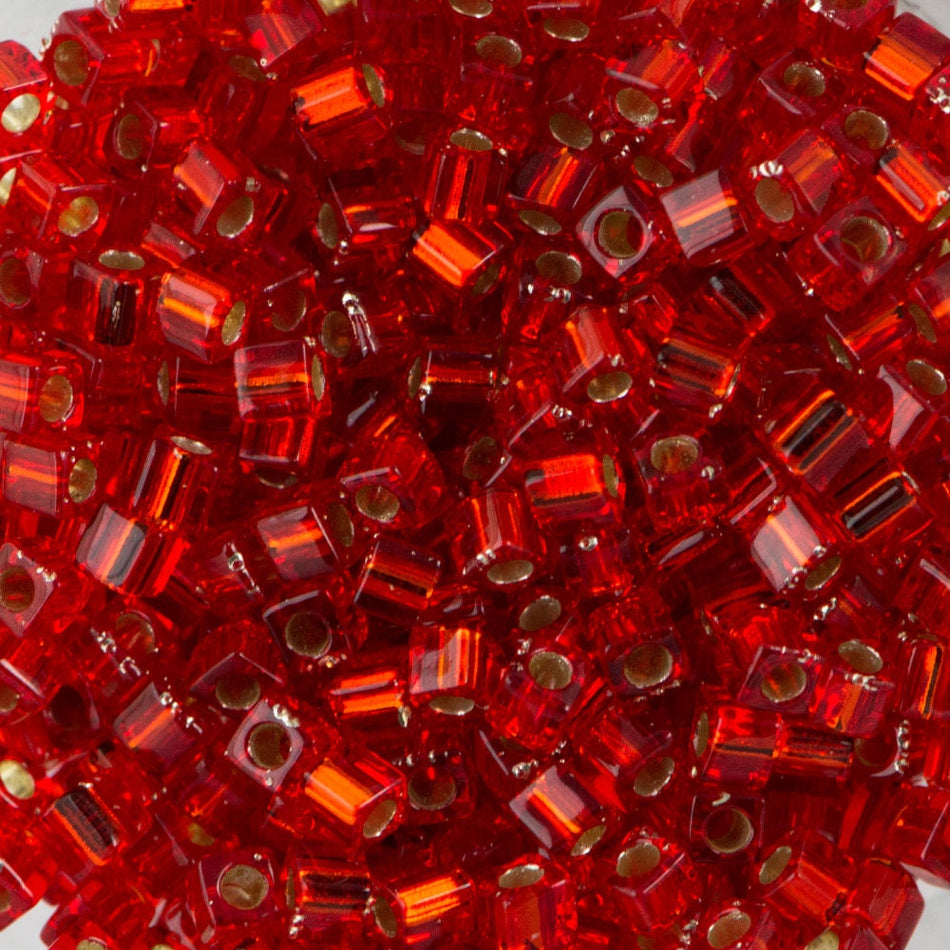 1.8MM MIYUKI CUBE Silver Lined Flame Red Seed Bead (8g)