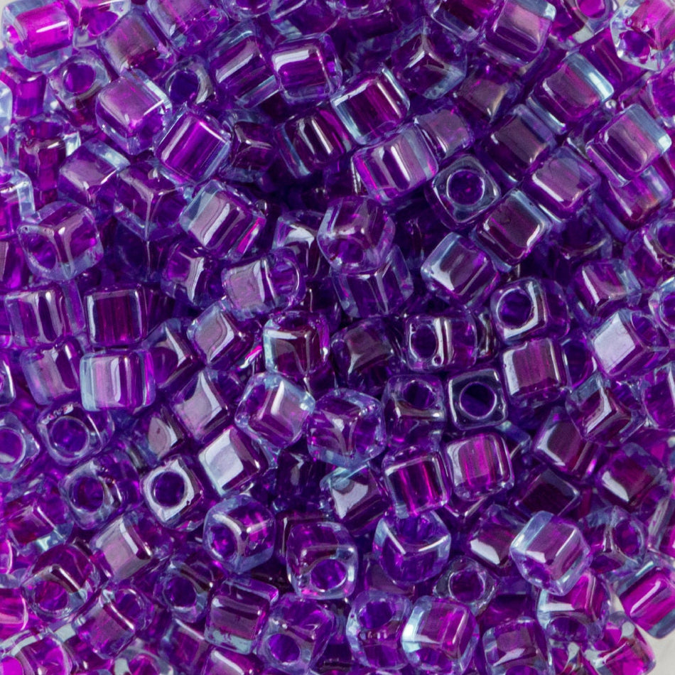 1.8MM MIYUKI CUBE Fuchsia Lined Aqua AB Seed Bead (8g)