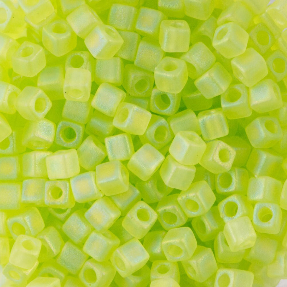 1.8MM MIYUKI CUBE Matte Transparent Chartreuse Seed Bead (8g)
