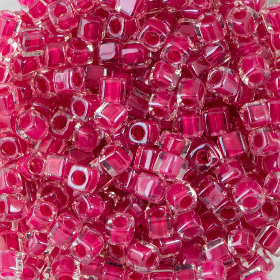 1.8MM MIYUKI CUBE Carnation Pink Lined Crystal Seed Bead (8g)