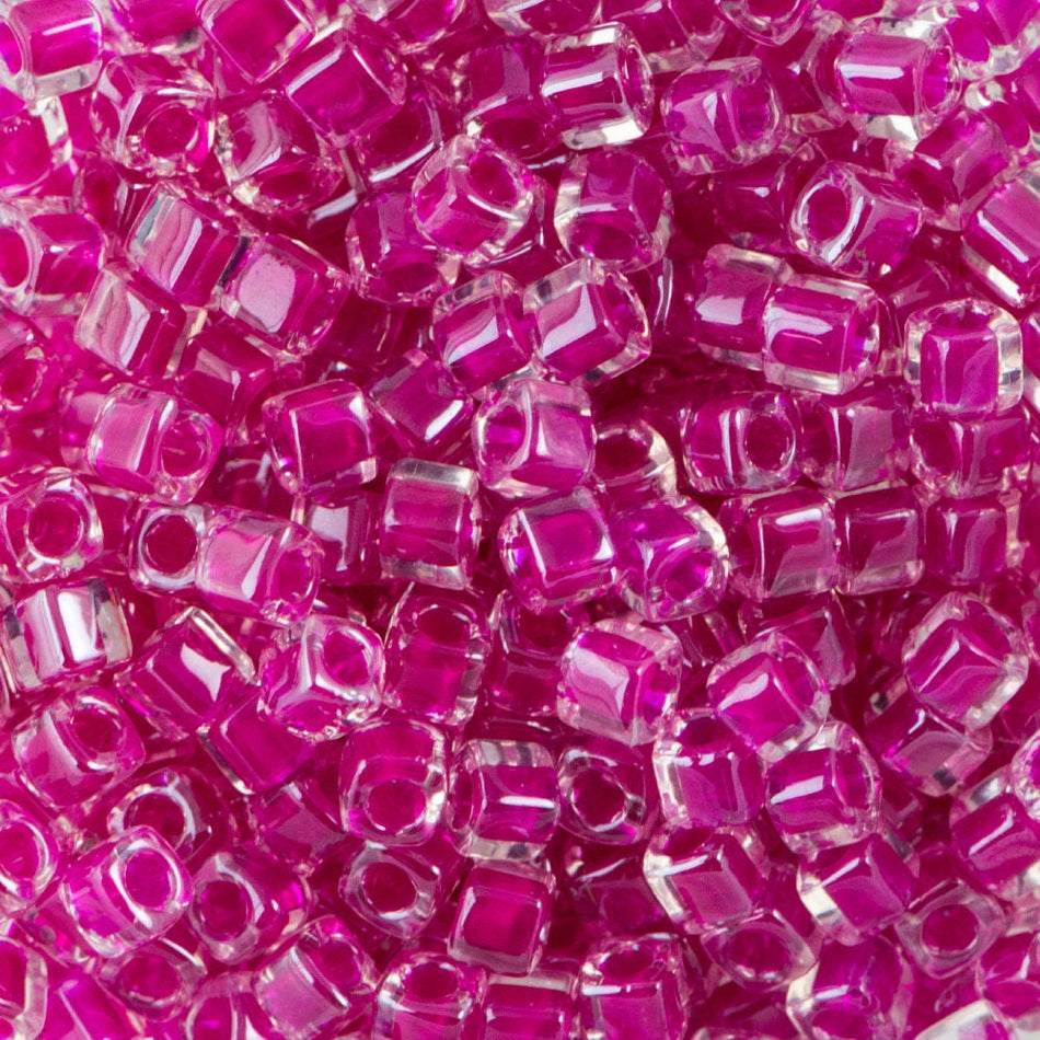 1.8MM MIYUKI CUBE Fuchsia Lined Crystal Seed Bead (8g)