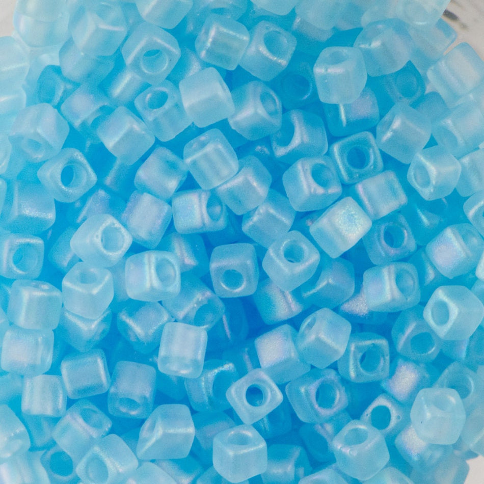 Matte Transparent Aqua AB Miyuki Cube Seed Bead 1.8mm 8.2gm Tube SB18-148FR-TB