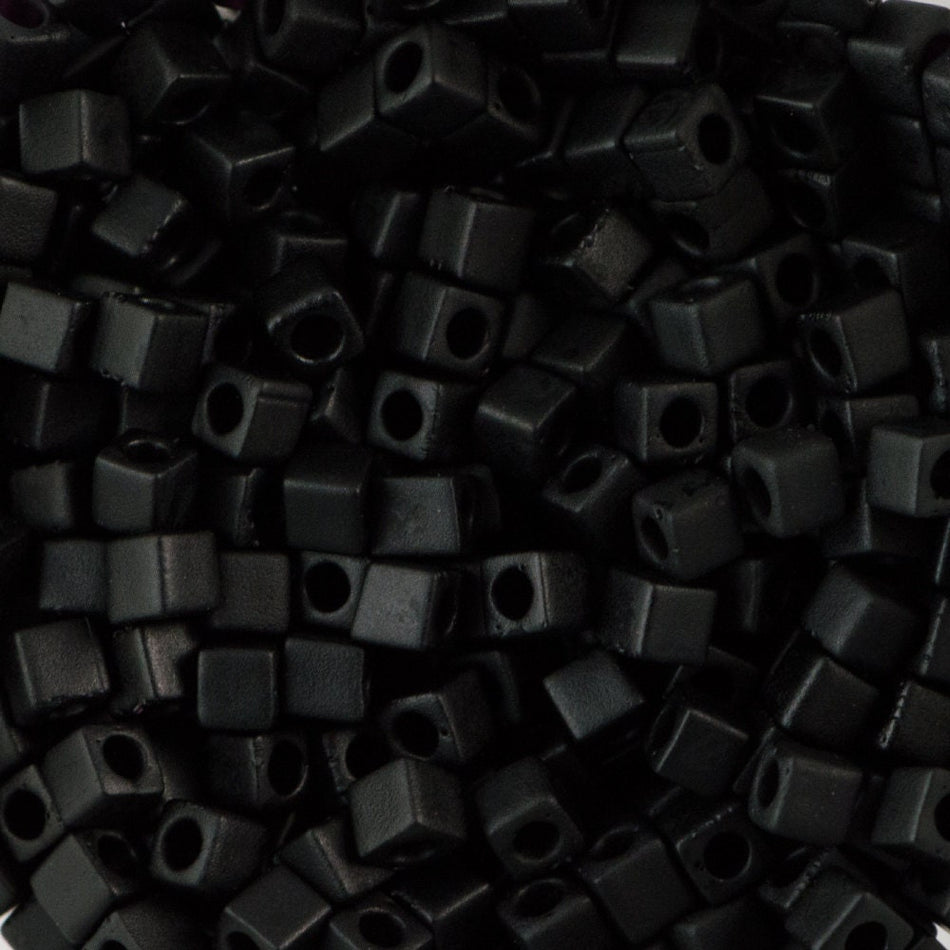1.8MM MIYUKI CUBE Matte Opaque Black Seed Bead (8g)