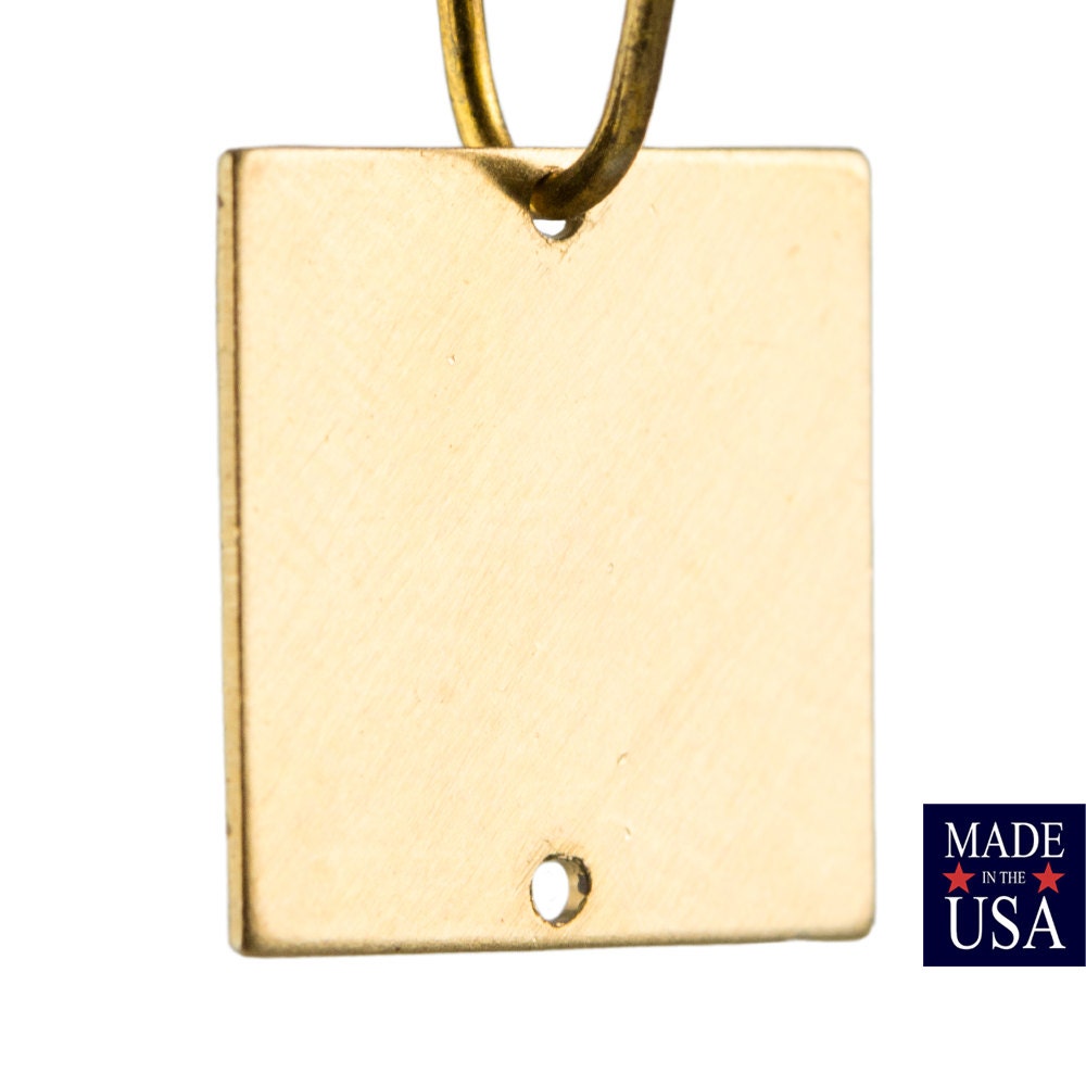 2 Hole Raw Brass Square Connector Link Charms Drops 14mm (8) mtl496A