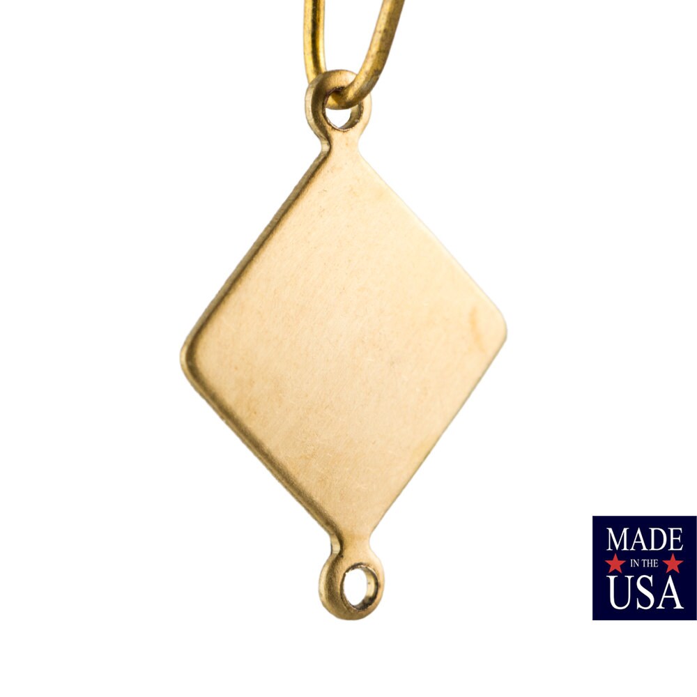 2 Loop Raw Brass Flat Square Setting Connector (8) mtl129B