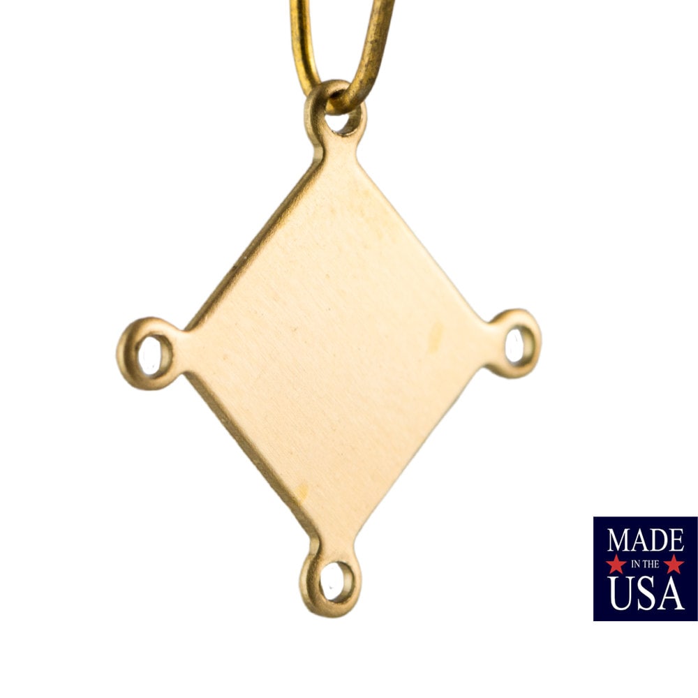 4 Loop Raw Brass Flat Square Setting Connector (8) mtl129C