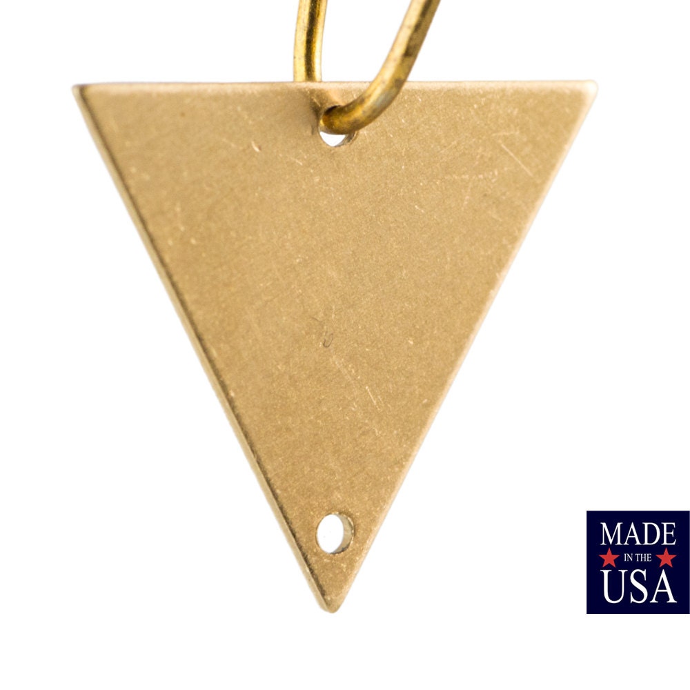 2 Hole Raw Brass Flat Triangle Charms Drops 17mm (6) mtl479D