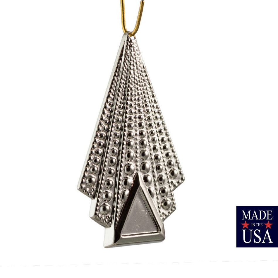 1 Hole Silver Plated Deco Bubble Drop / Pendant with Trangle Setting 45x27mm (2) mtl467D