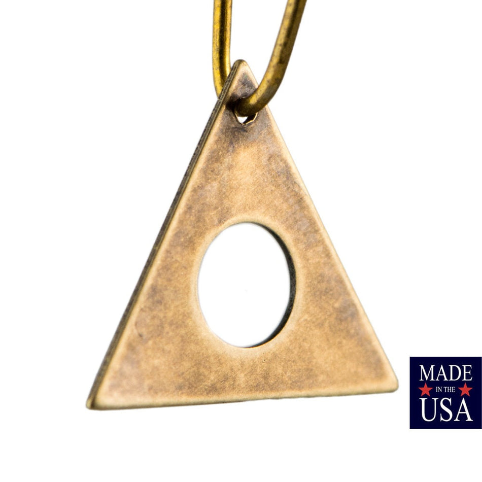 Top Hole Center Cutout Brass Ox Flat Triangle Charms Drops 17mm (6) mtl479F
