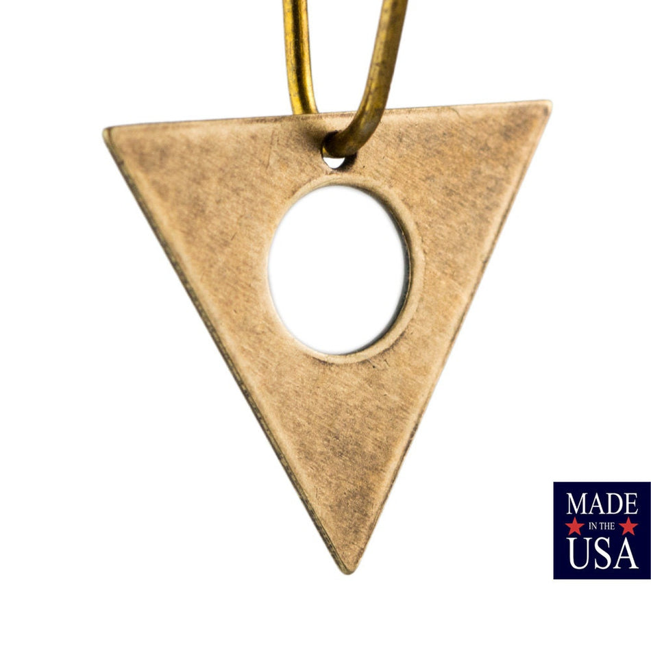 Bottom Hole Center Cutout Brass Ox Flat Triangle Charms Drops 17mm (6) mtl479G