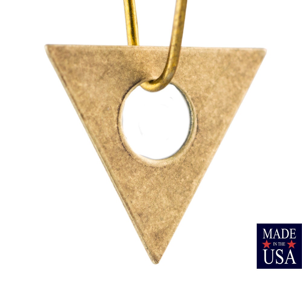 Center Cutout Brass Ox Flat Triangle Charms Drops 17mm (6) mtl479H