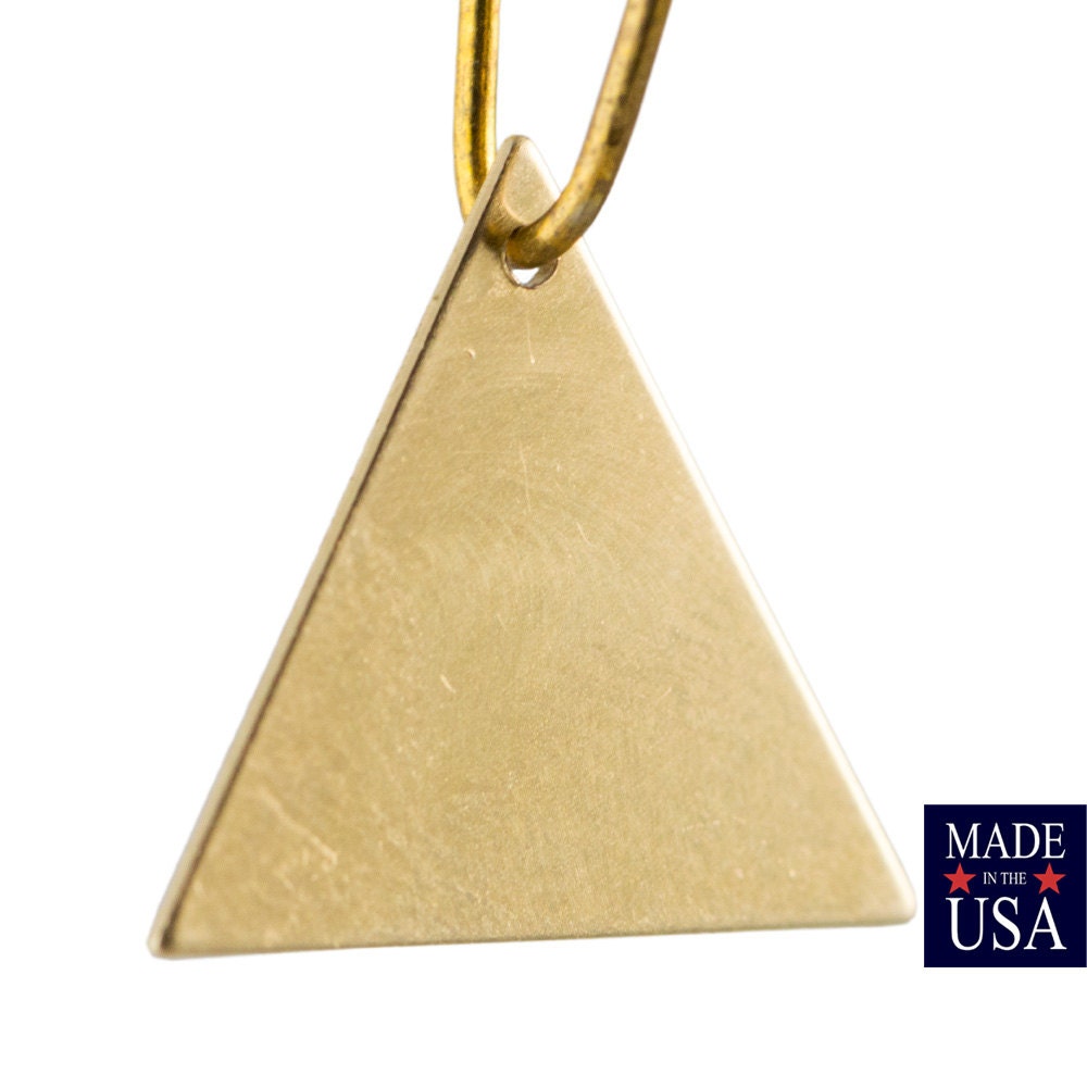 1 Hole Raw Brass Flat Triangle Charms Drops 17mm (6) mtl479J