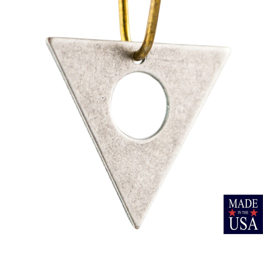 Bottom Hole Center Cutout Silver Ox Flat Triangle Charms Drops 17mm (6) mtl479L
