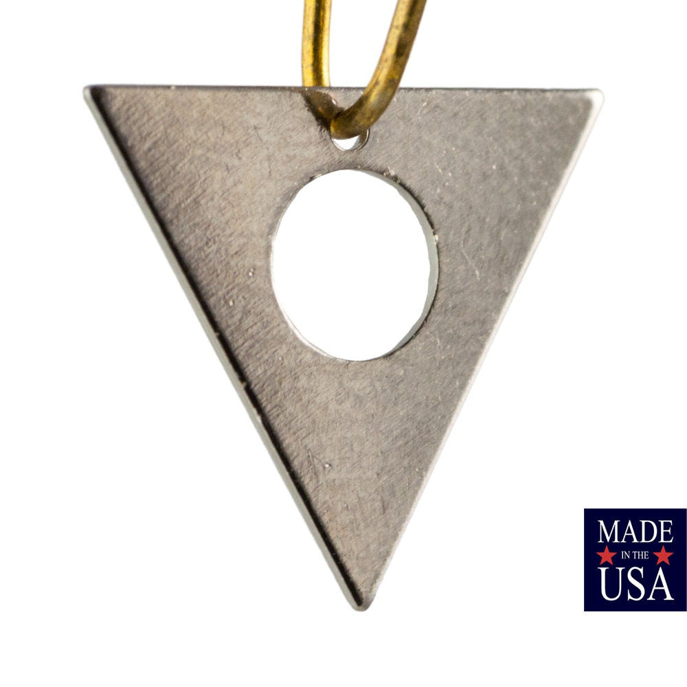 Bottom Hole Center Cutout Silver Plated Flat Triangle Charms Drops 17mm (6) mtl479N