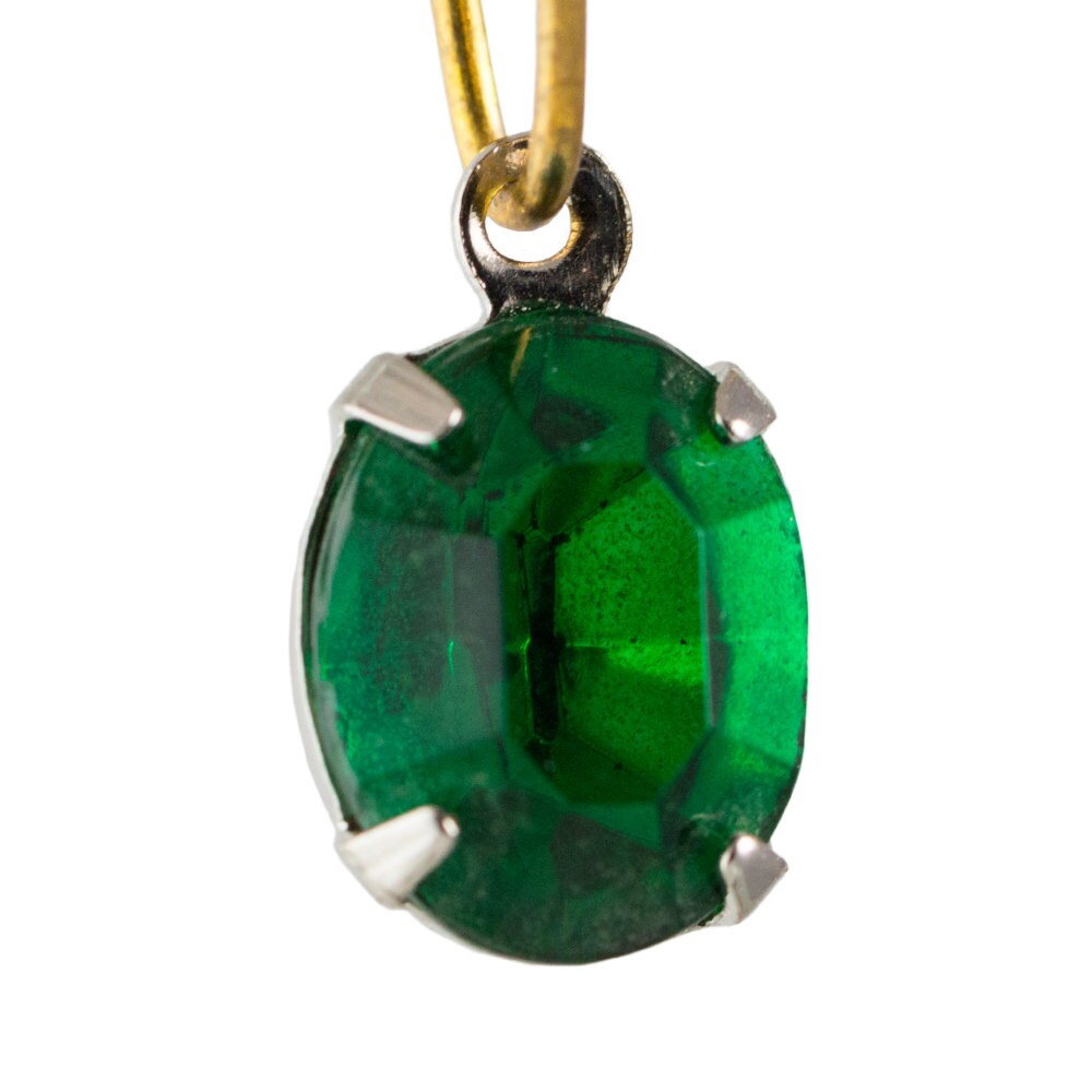 Faceted Emerald Oval Stones in 1 Loop Silver Plated Setting 10x8mm (4) ovl006V