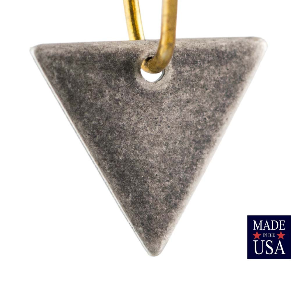 1 Hole Silver Ox Plated Triangle Charms Drops 13mm (10) mtl147V
