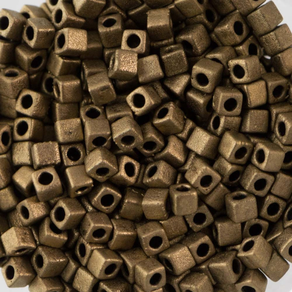 Matte Metallic Dark Bronze Miyuki Cube Seed Bead 1.8mm 8.2gm Tube SB18-2006-TB