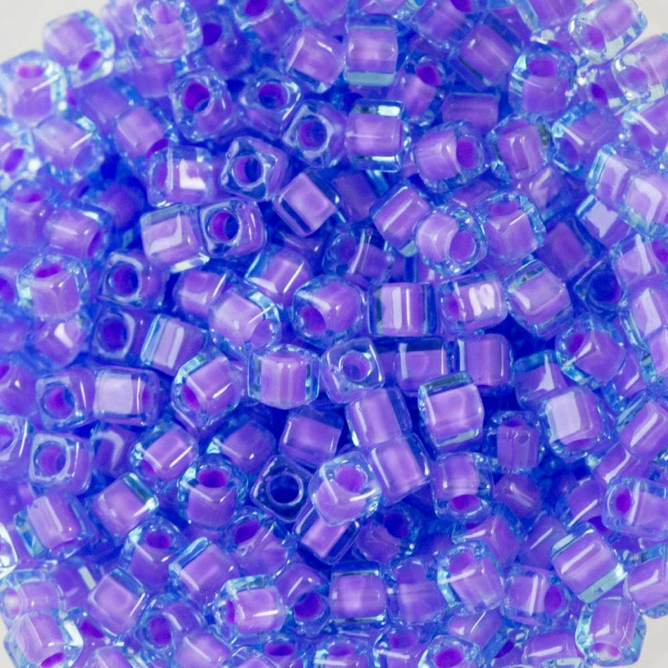 1.8MM MIYUKI CUBE Lilac Lined Aqua AB Seed Bead (8g)