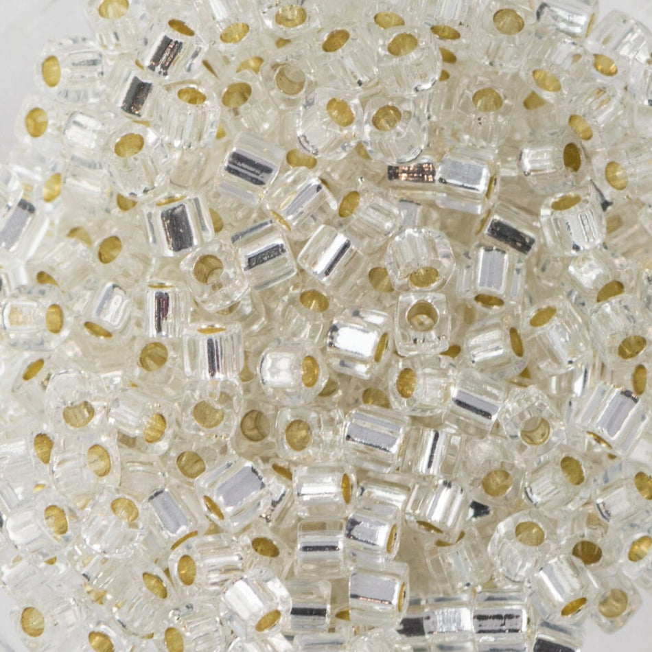 Silver Lined Crystal Miyuki Cube Seed Bead 1.8mm 8.2gm Tube SB18-1-TB