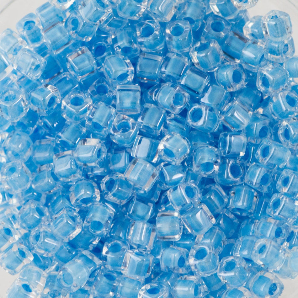 1.8MM MIYUKI CUBE Sky Blue Lined Crystal Seed Bead (8g)