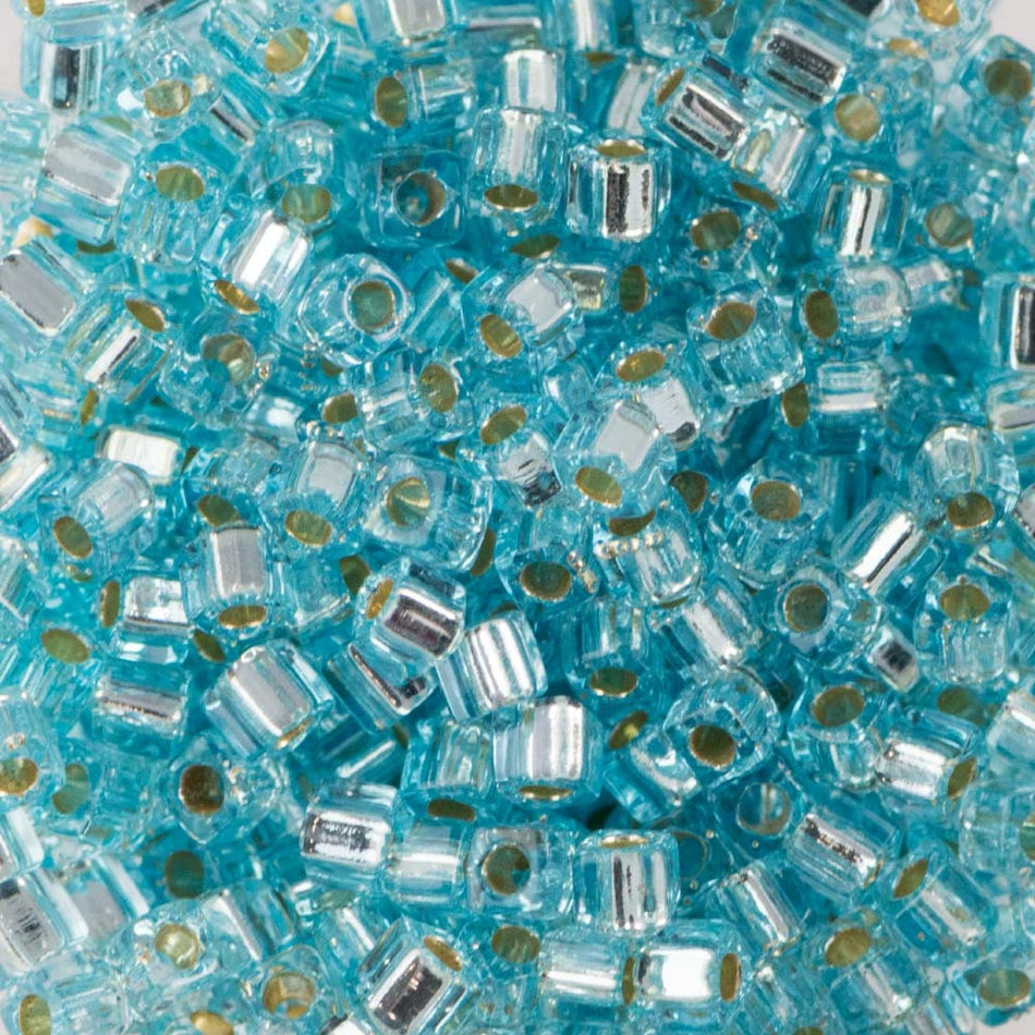 1.8MM MIYUKI CUBE Silver Lined Aqua Seed Bead (8g)