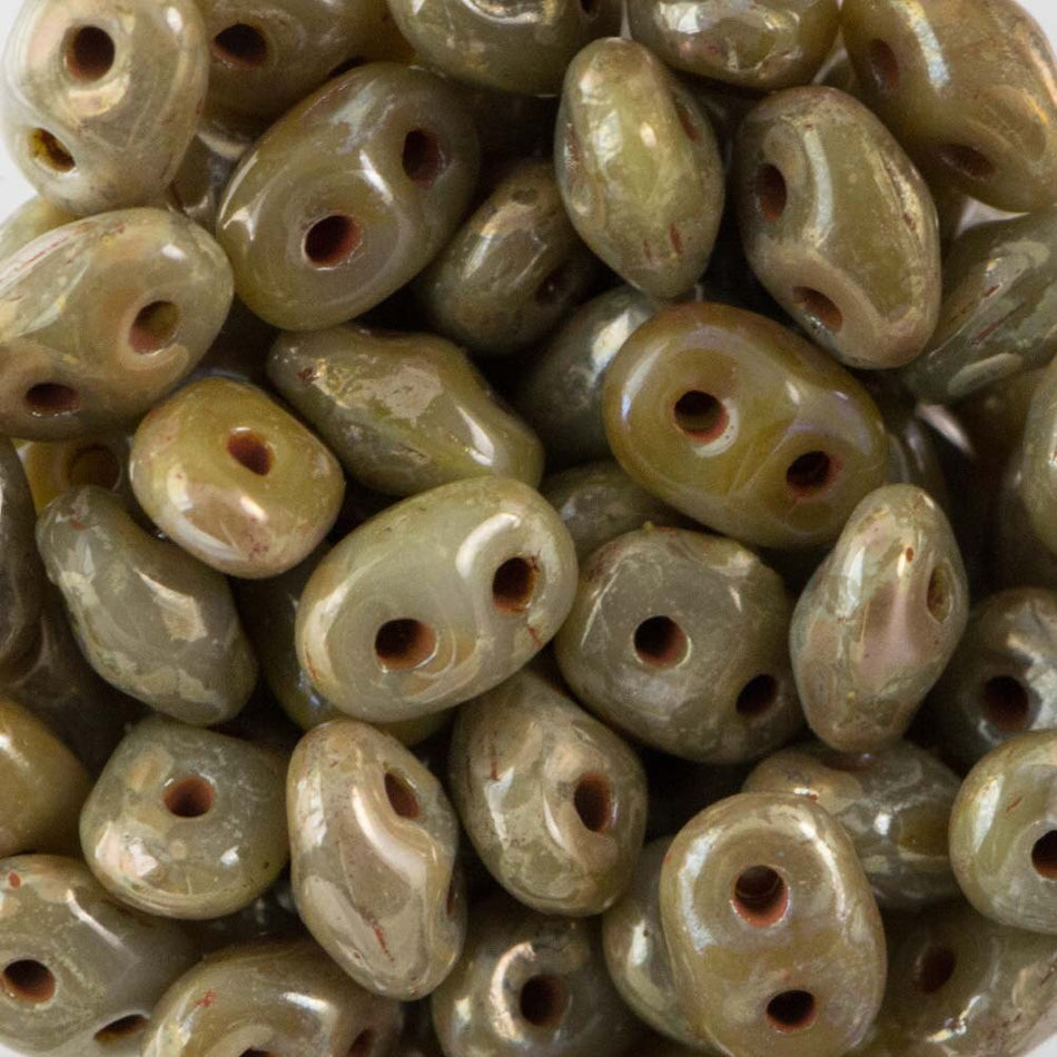 2/5MM MATUBO SUPERDUO Ashen Gray Silver Picasso Beads