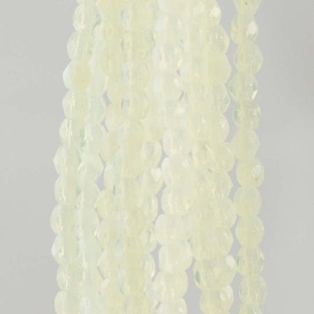 Firepolish Czech Faceted Milky Jonquil Glass Beads 3mm (50)