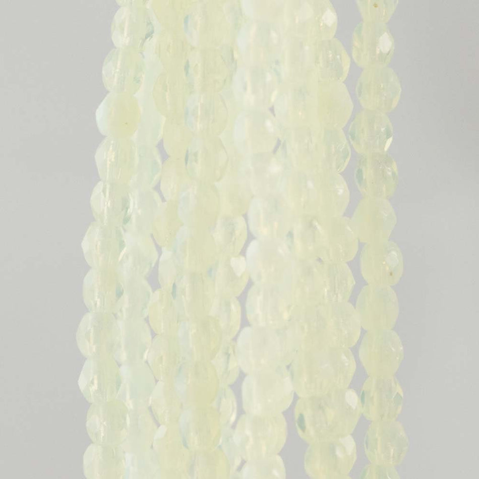 Firepolish Czech Faceted Milky Jonquil Glass Beads 3mm (50)
