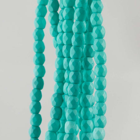 Firepolish Czech Faceted Saturated Teal Glass Beads 3mm (50)