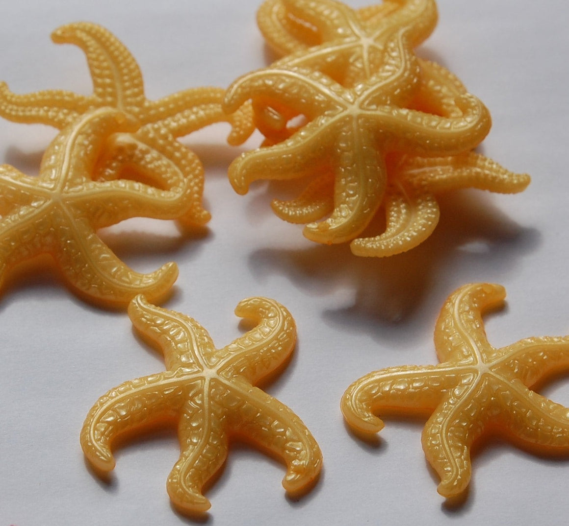 Vintage Large Golden Yellow Starfish Beads Pendant West German Plastic 45mm (2) bds858E