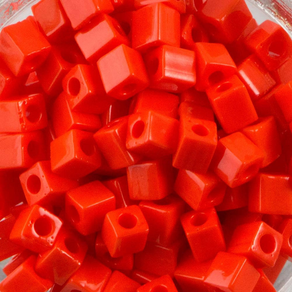 Opaque Orange Miyuki Cube Seed Bead 4mm 20gm Tube SB4-406-TB