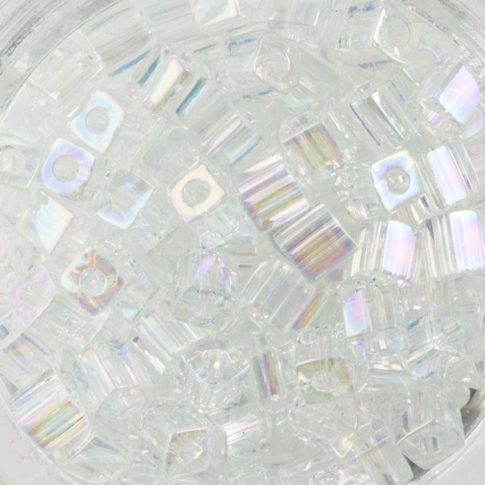 Translucent Rainbow Clear Miyuki Cube Seed Bead 4mm 20gm Tube SB4-250-TB