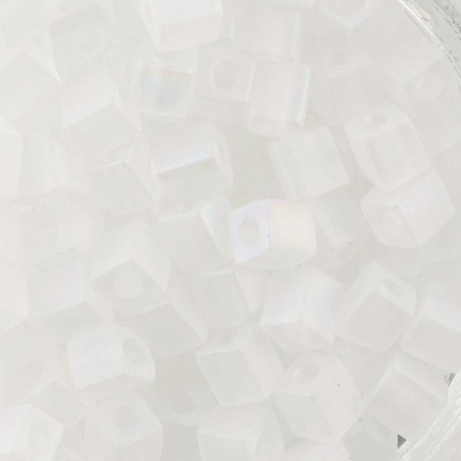 Transparent Rainbow Frosted Clear Miyuki Cube Seed Bead 4mm 20gm Tube SB4-131FR-TB