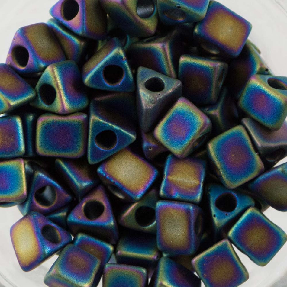 Matte Black AB Miyuki Triangle Seed Bead 5/0 7gm Tube STR5-401FR-TB