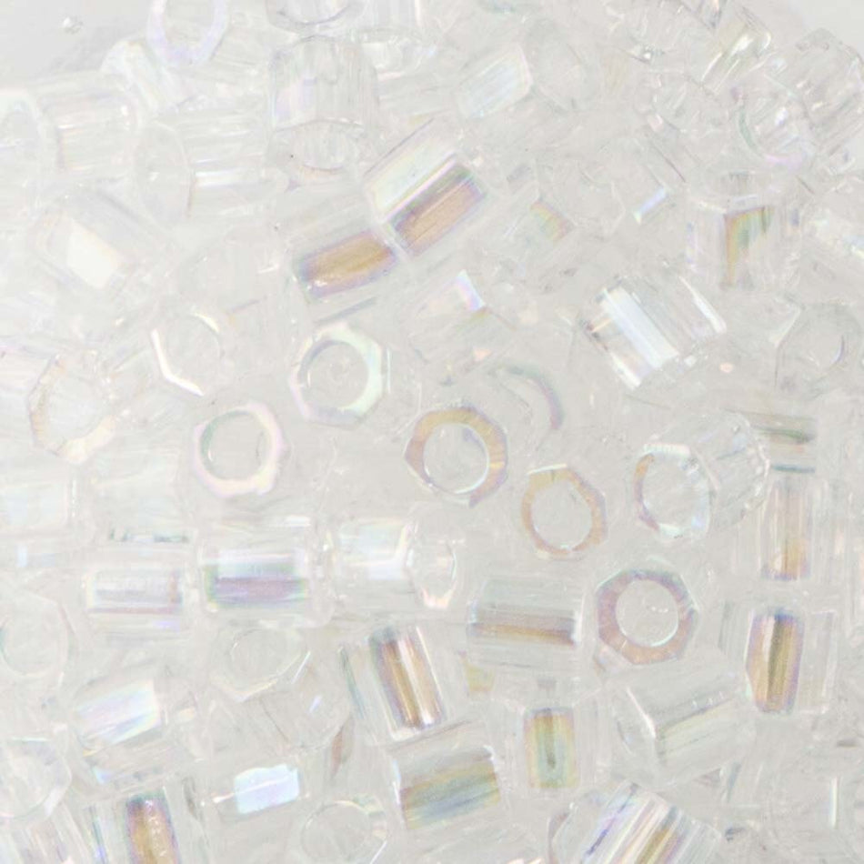 Crystal AB Miyuki Hex Cut Seed Bead 8/0 6.8gm Tube DBLC-0051-TB