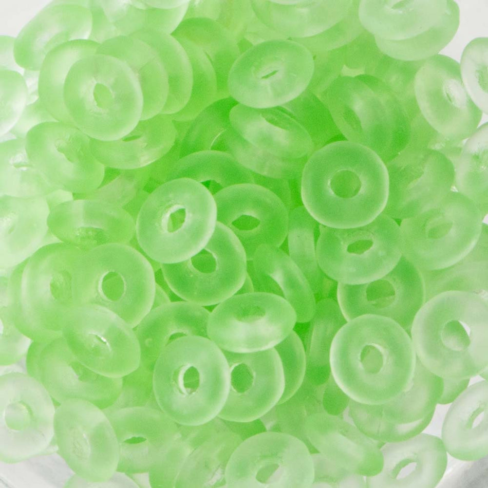 Peridot Matte Czech O Bead 3.8x1mm 8.1gm Tube OB2450510-84110-TB