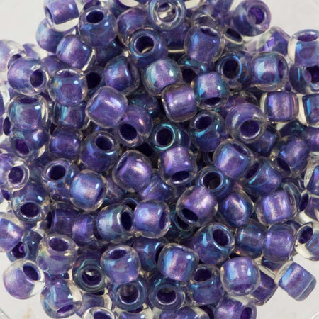 8/0 TOHO ROUND Inside Color Rainbow Crystal / Metallic Purple Lined Seed Bead (8g)
