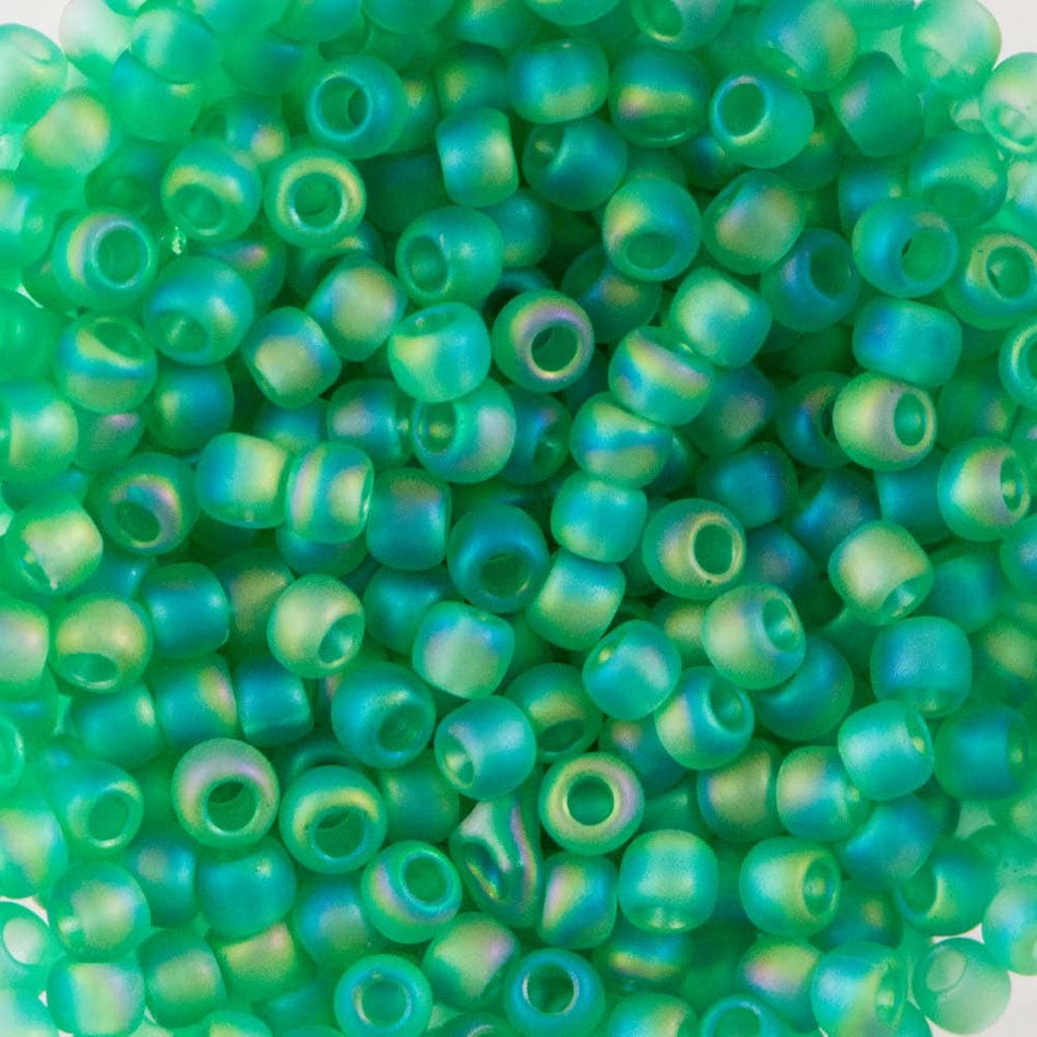 11/0 TOHO ROUND Transparent Rainbow Frosted Dark Peridot Seed Bead (8g)