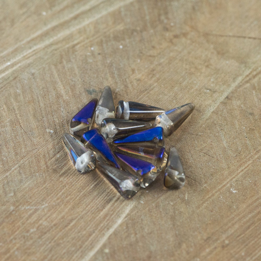 13x6mm Midnight Blue Crystal Czech Villa Glass Beads (12)