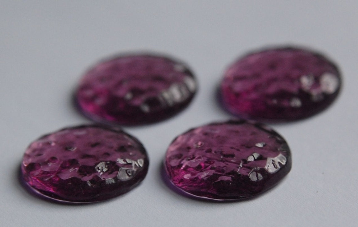 Vintage Grape Purple Glass Bumpy Top Translucent Cabochons 18mm (4) cab389