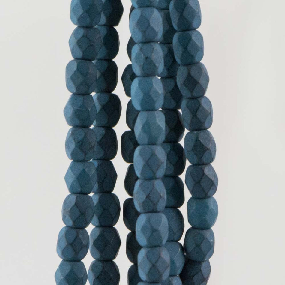 Firepolish Czech Faceted Saturated Navy Glass Beads 3mm (50)