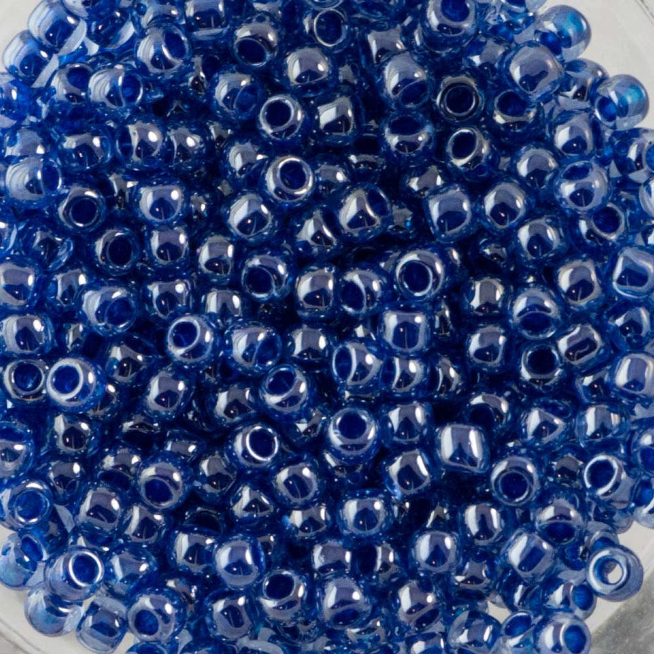 11/0 TOHO ROUND Inside Color Light Sapphire / Opaque Dark Blue Lined Seed Bead (8g)