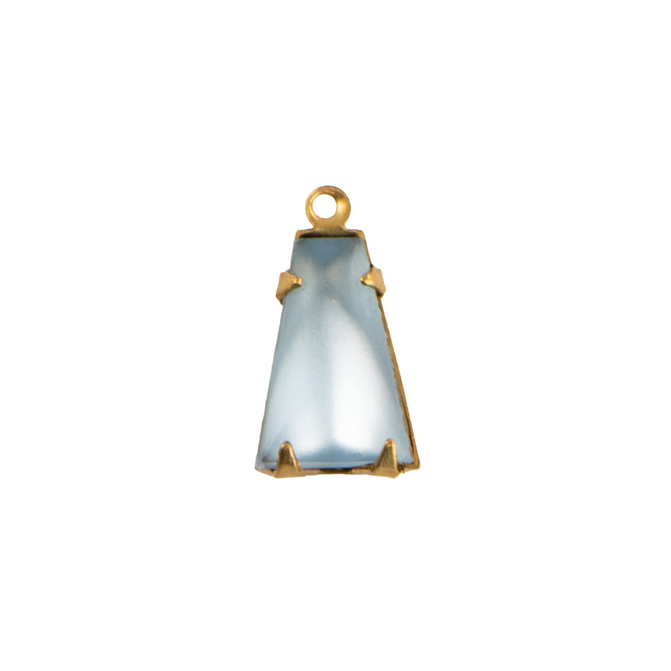 12x8mm Matte Light Sapphire Glass Keystone Stone in 1 Loop Setting